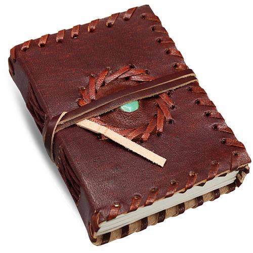 Leather Journal with Semi Precious Stone in Center