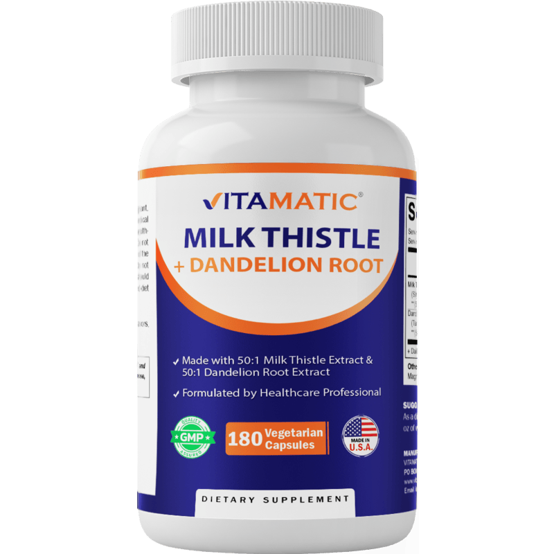 Milk Thistle & Dandelion Root Capsules -  (180 Veg Capsules)
