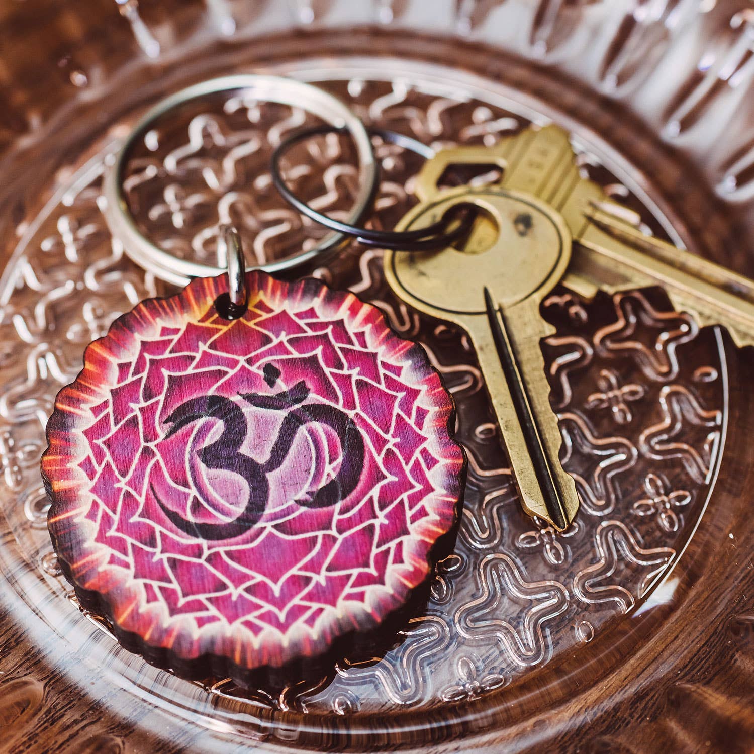 Crown Chakra Wooden Keychain - Handcrafted
