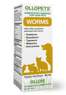 Ollopets Worms - Homeopathic Drops for All Pets, 30 ml