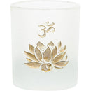 Lotus & OM Symbol Glass Votive Holder