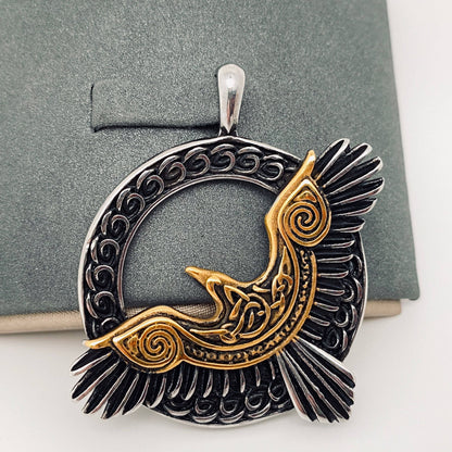 Celtic Knot & Crow Pendant (Stainless Steel)
