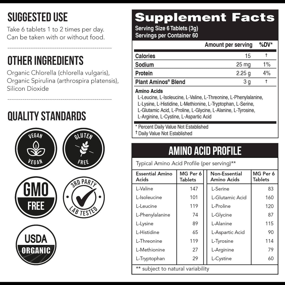Plant Aminos Essential Amino Acids (360 tablets)