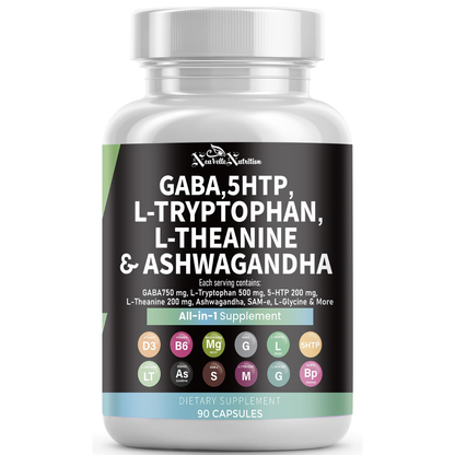 GABA, 5-HTP, L-Tryptophan L-Theanine, Ashwagandha Supplement