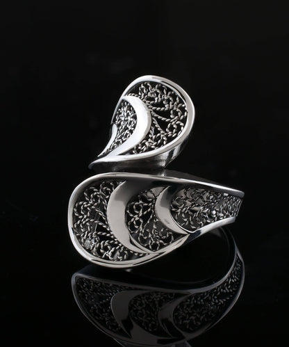 Spiral Crescent Moon Goddess Ring (Size 8)