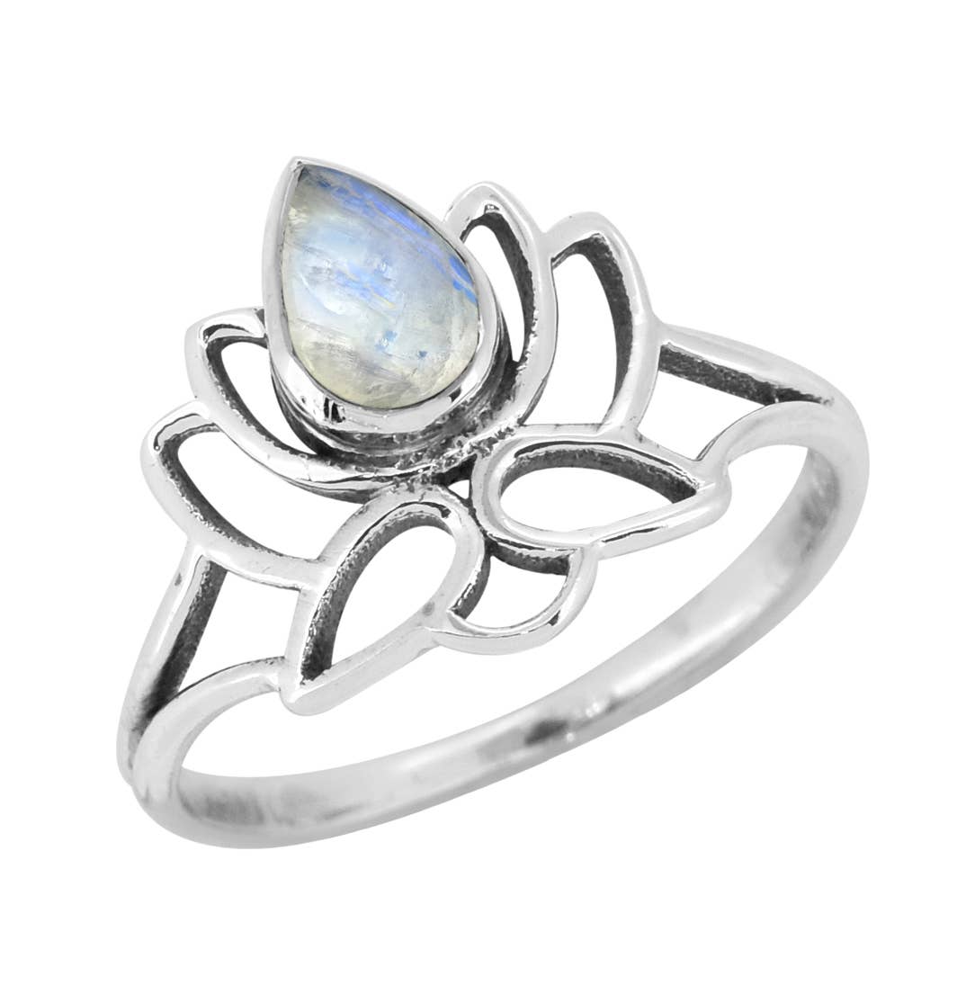 Lotus Flower Moonstone Ring