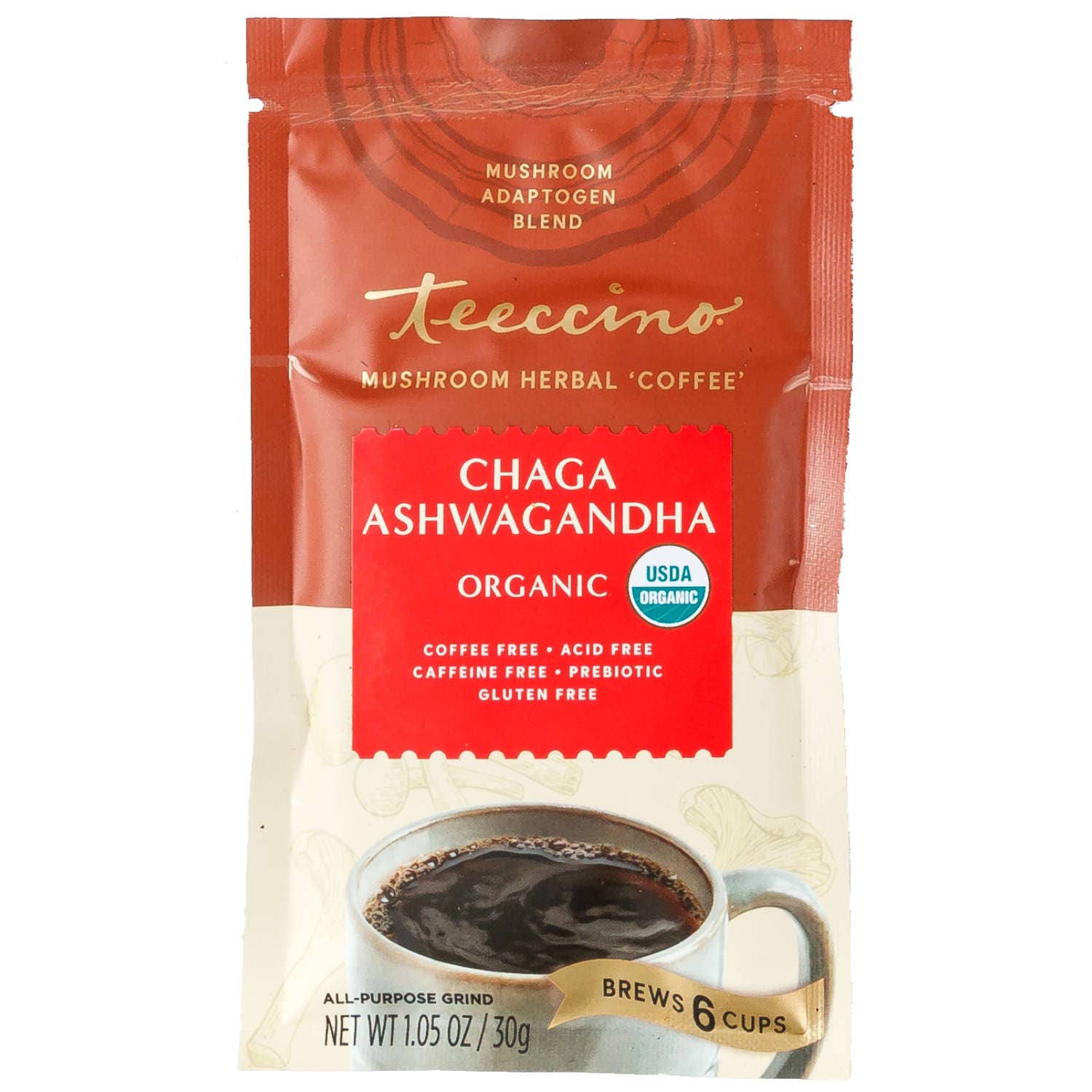 Chaga Ashwagandha Organic Herbal Mushroom Coffee (1.05 ounces)