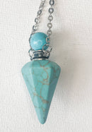 Turquoise Gemstone Pendulum Necklace with Hidden Chamber