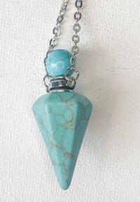 Turquoise Gemstone Pendulum Necklace with Hidden Chamber
