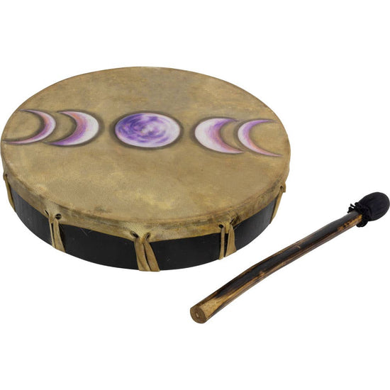 Ceremonial Drum with Hand-painted Moon Phases
