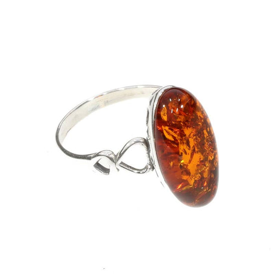 Amber Sterling Silver Ring (Size 11)