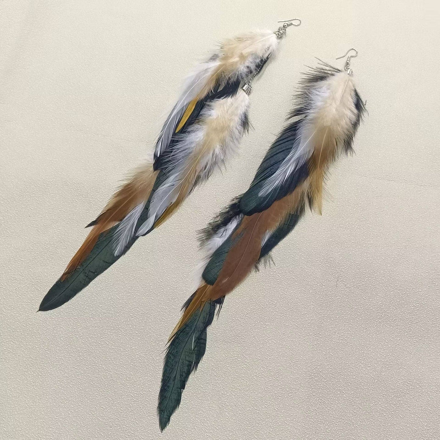 Extra Long Feather Dangle Earrings