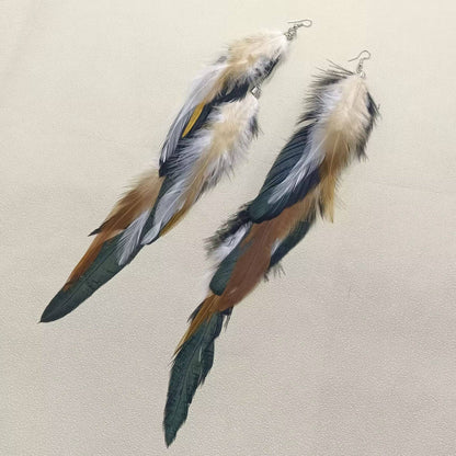 Extra Long Feather Dangle Earrings