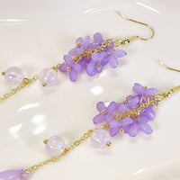 Purple Lily Earrings - 18K gold finish, S925 Silver Post (Handmade in USA)