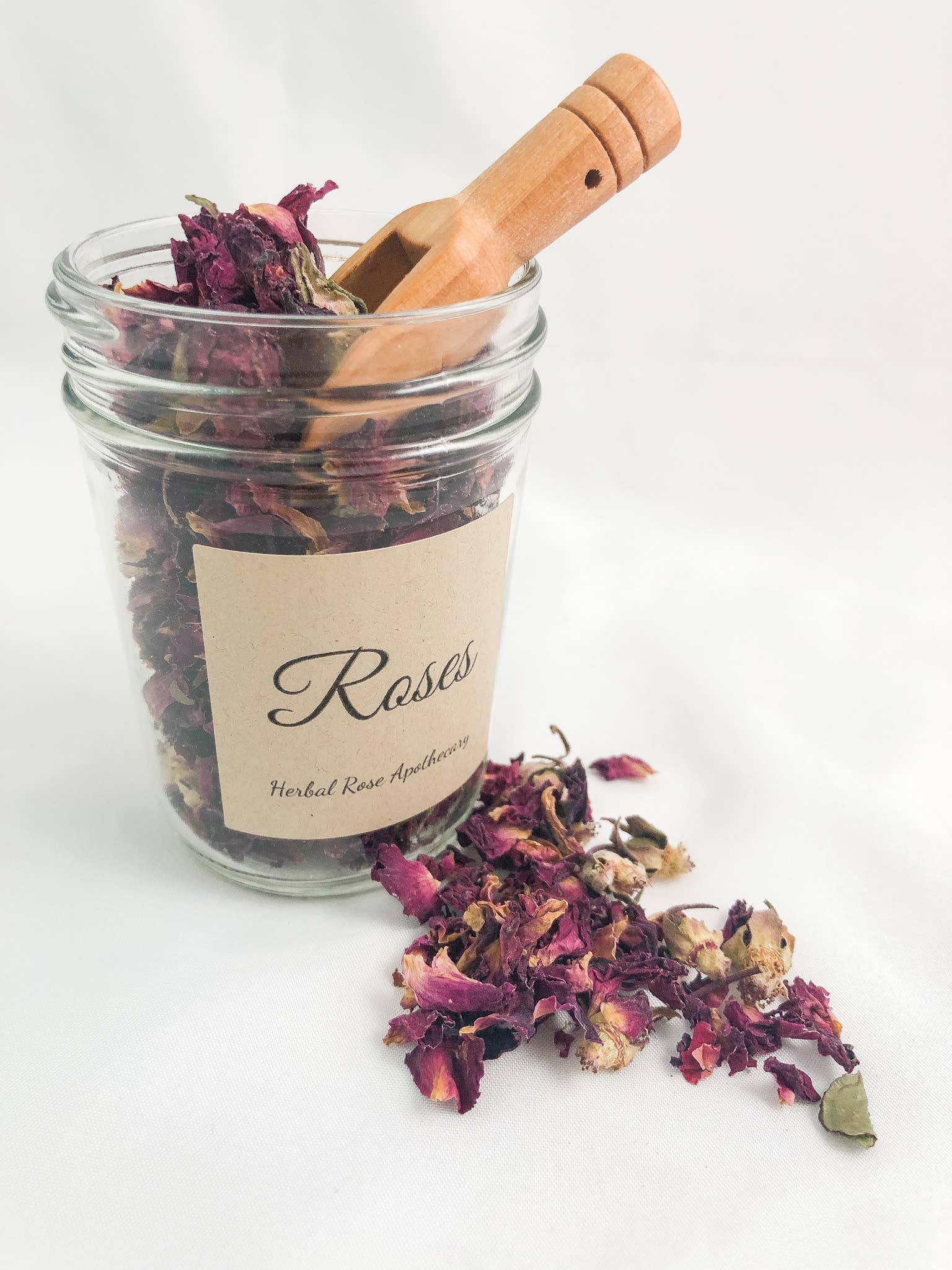 Rose Petals in Glass Herb Jar (8 oz)