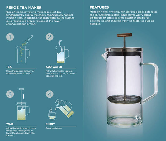 Tea Press With Copper Pull Handle - 34 OZ