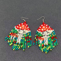 Mushroom Bead Tassel Earrings