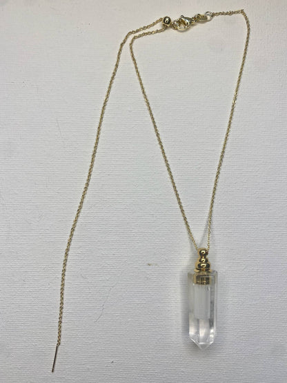 Crystal Quartz Necklace with Hidden Chamber, Adjustable length
