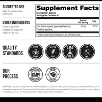 Organic Zinc | Whole Food Zinc Supplement - 25 mg of Zinc