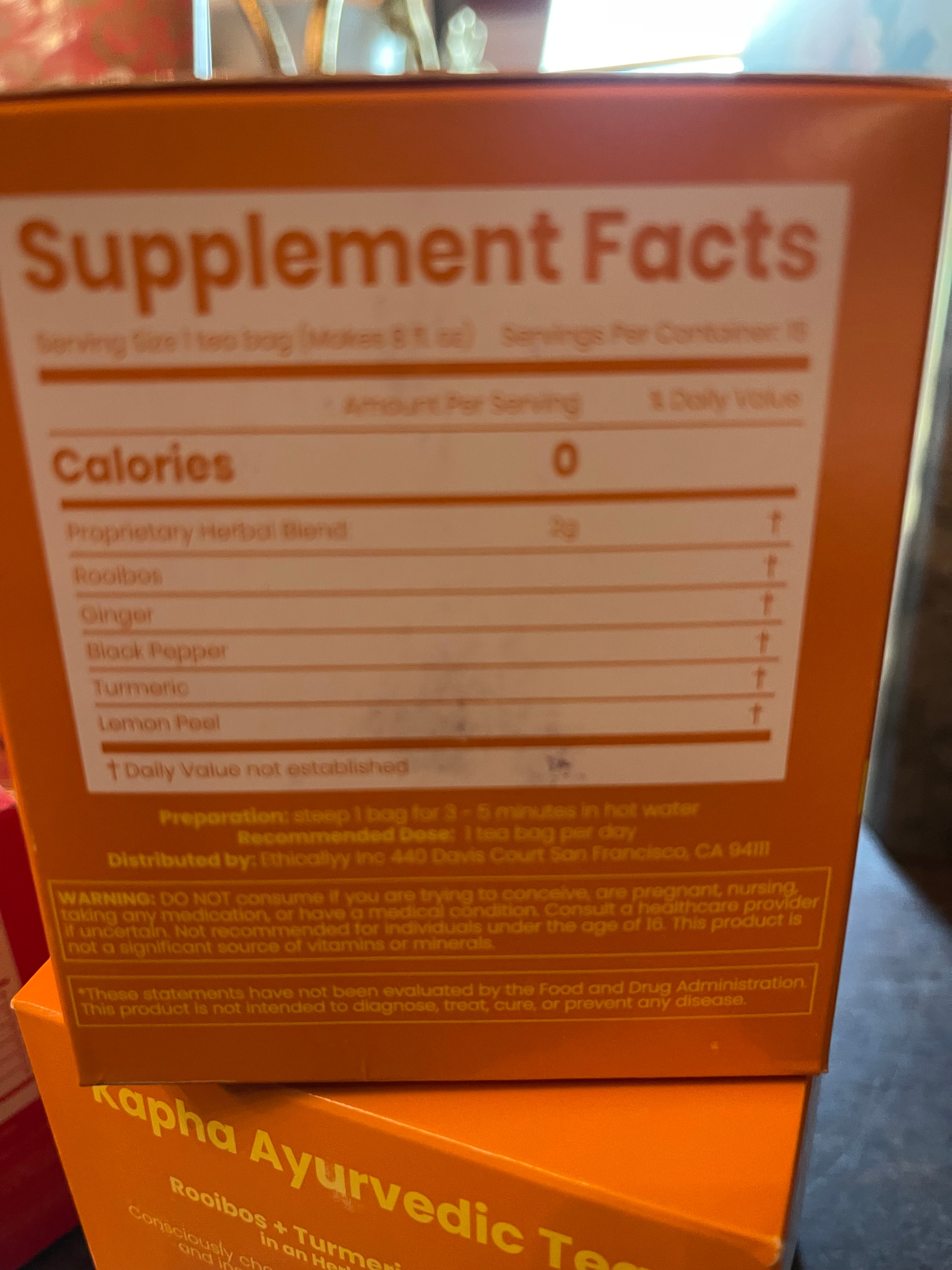 Organic Kapha Ayurvedic Tea: Rooibos, Turmeric, Ginger