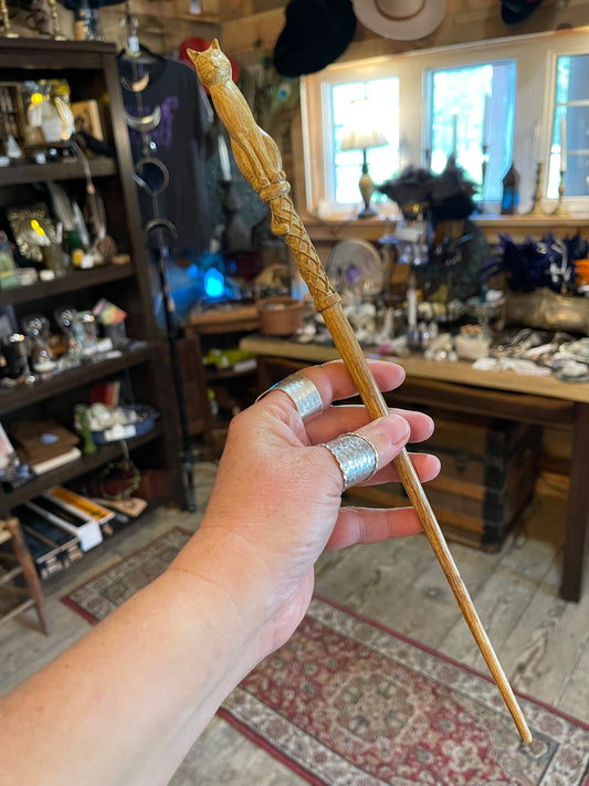Mystic Cat Wooden Wand