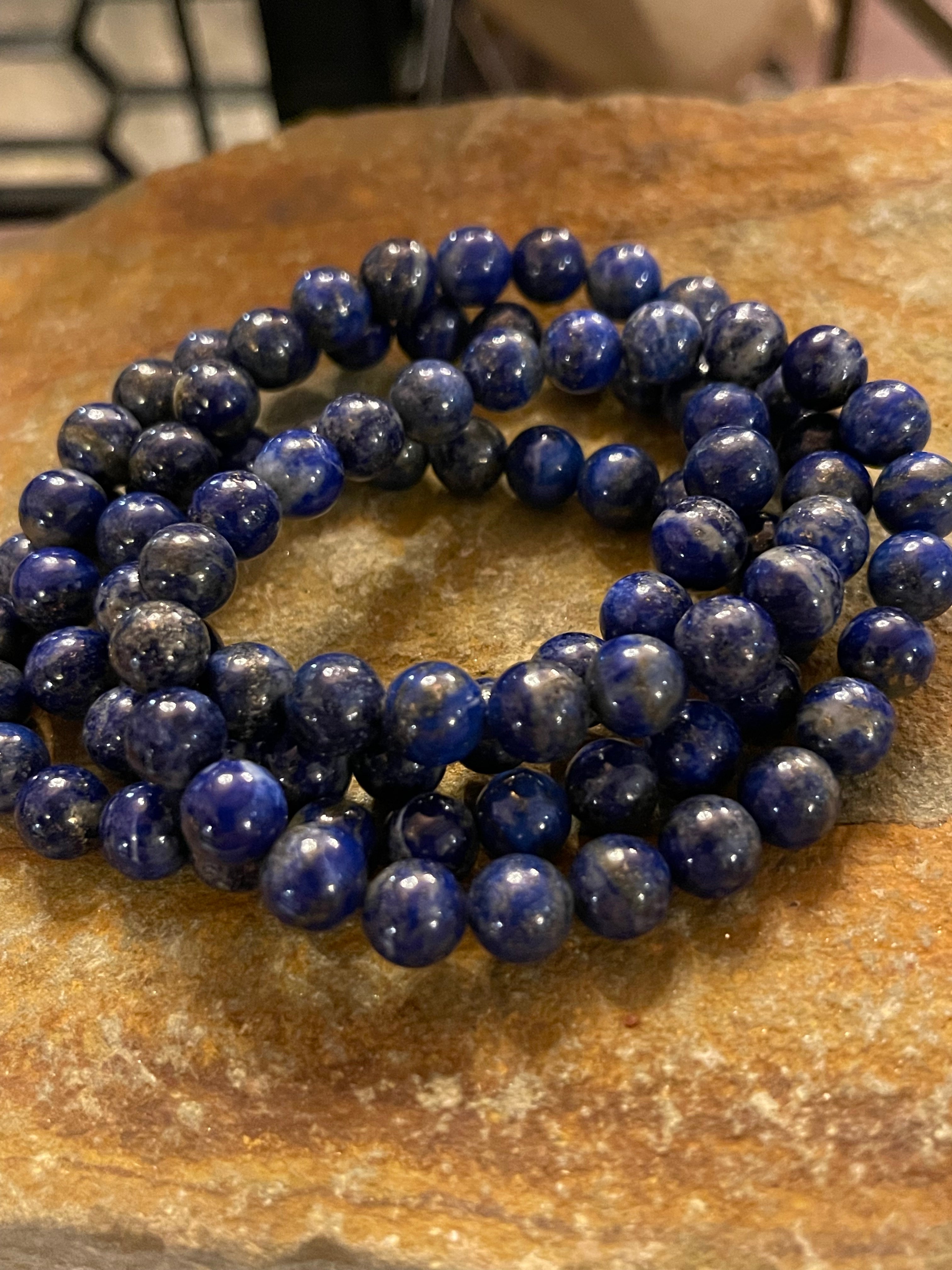 Natural Lapis Lazuli Gemstone Bracelet (8 mm beads)