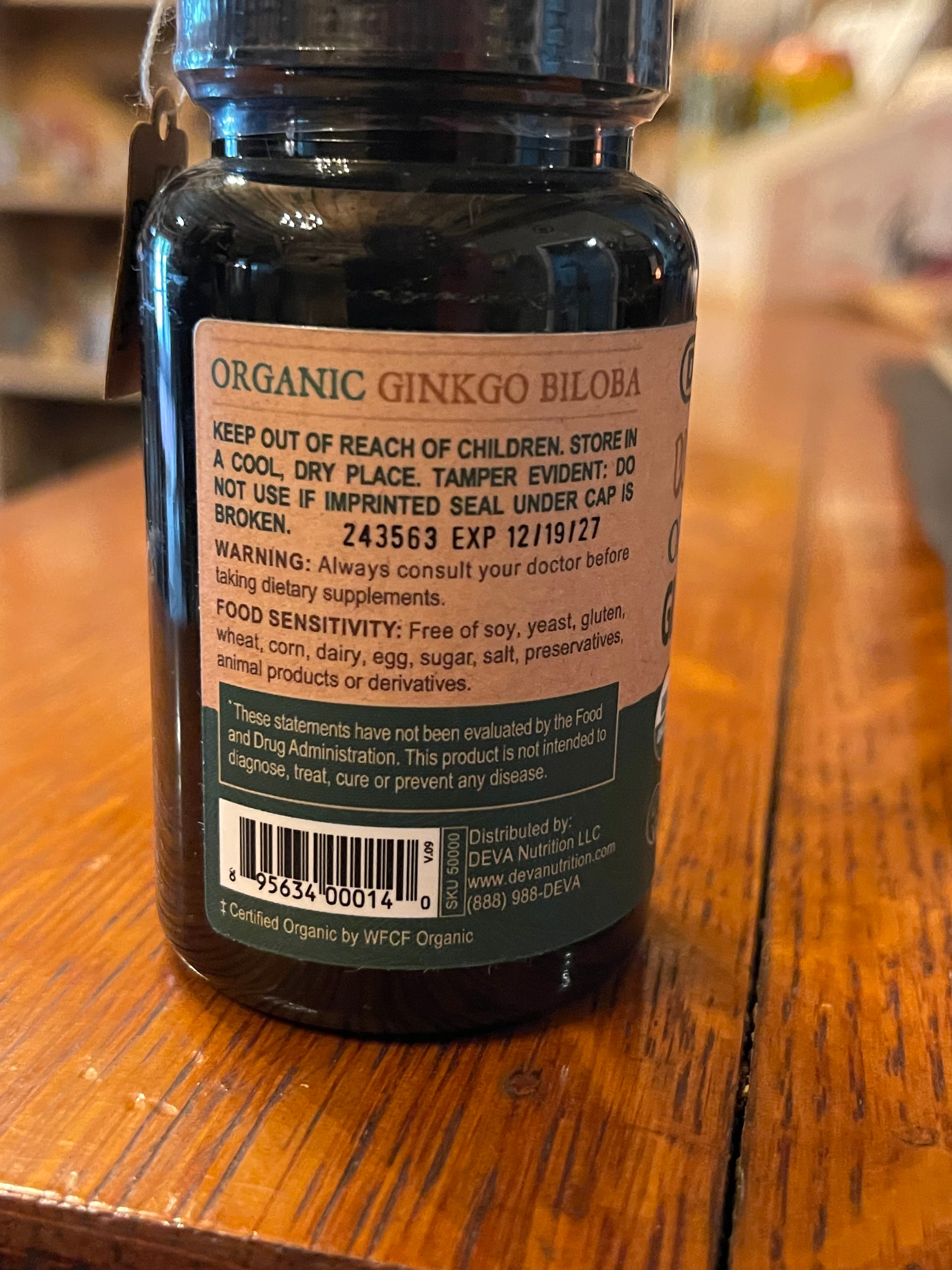 Organic Ginkgo Biloba Capsules (90 count)