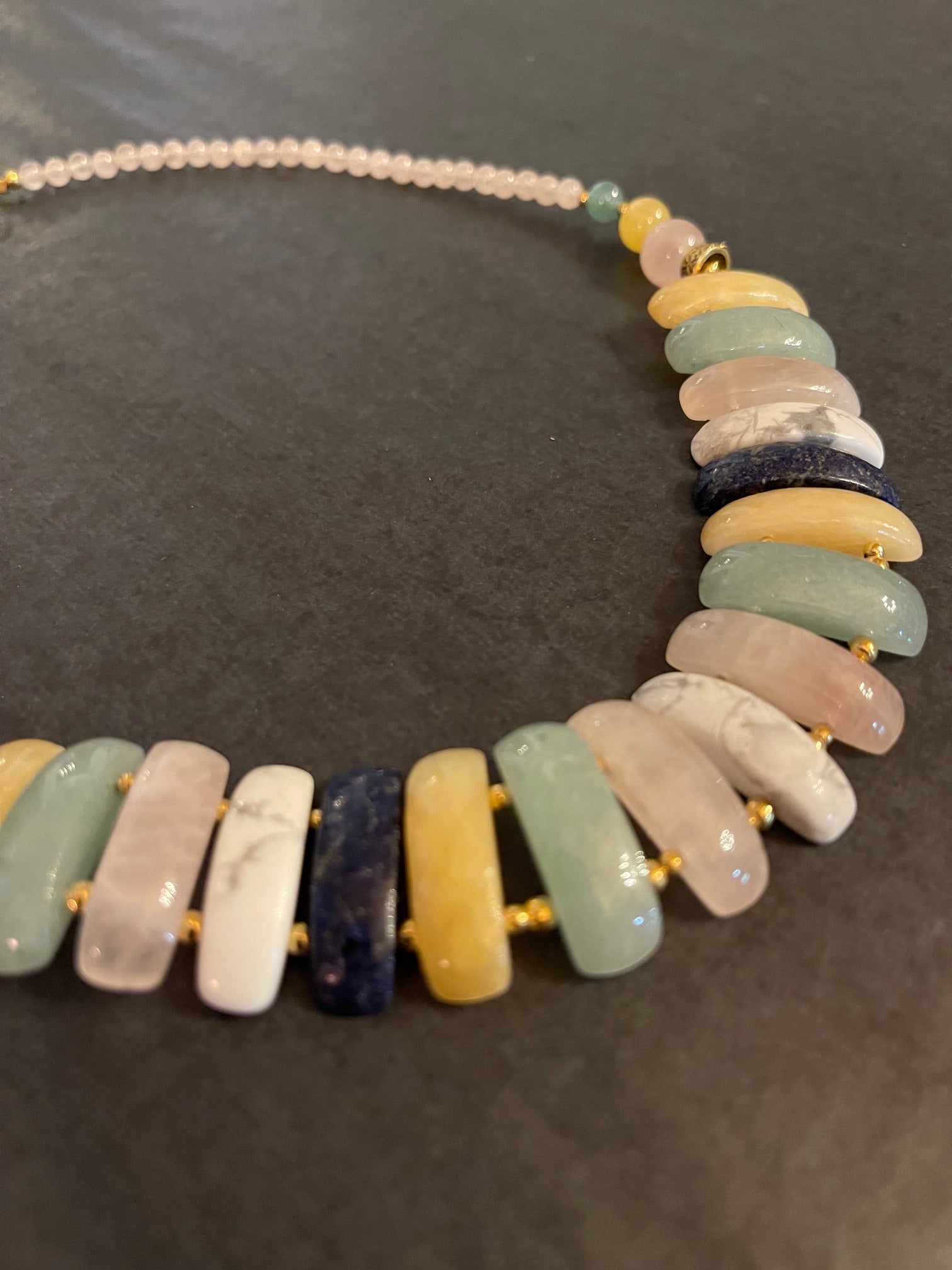 Cooling Gemstone Therapy Necklace with Rose Quartz by Lee Sands (Vintage)