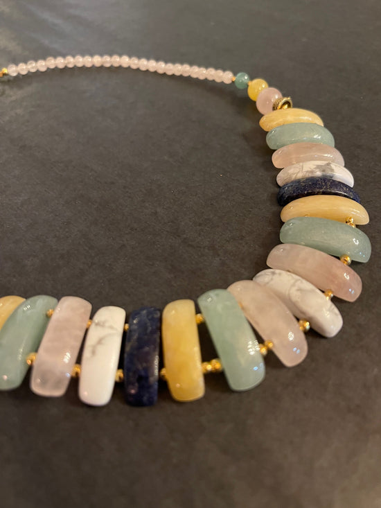 Cooling Gemstone Therapy Necklace with Rose Quartz by Lee Sands (Vintage)