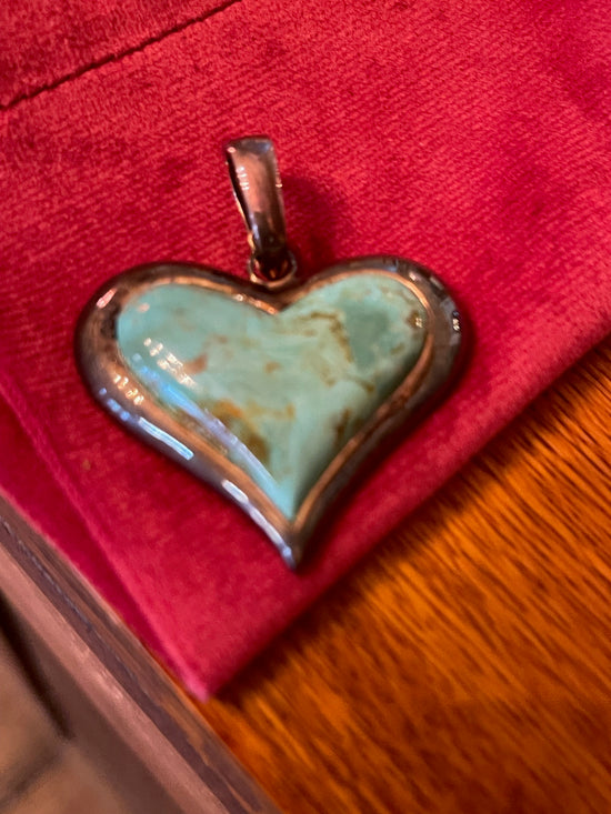 Turquoise Heart Copper Pendant (Vintage)