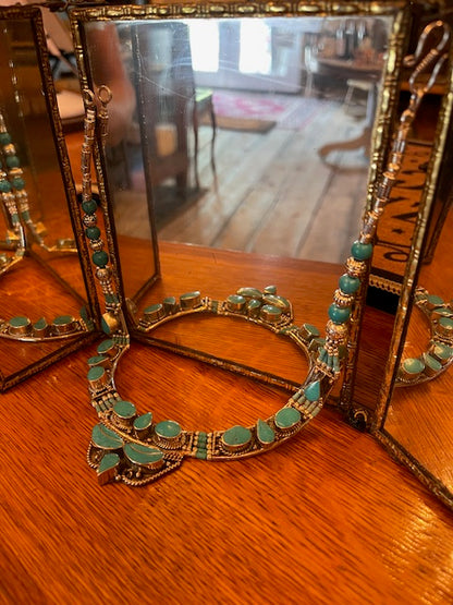 Tibetan Turquoise Necklace - Handmade & Silver Plated