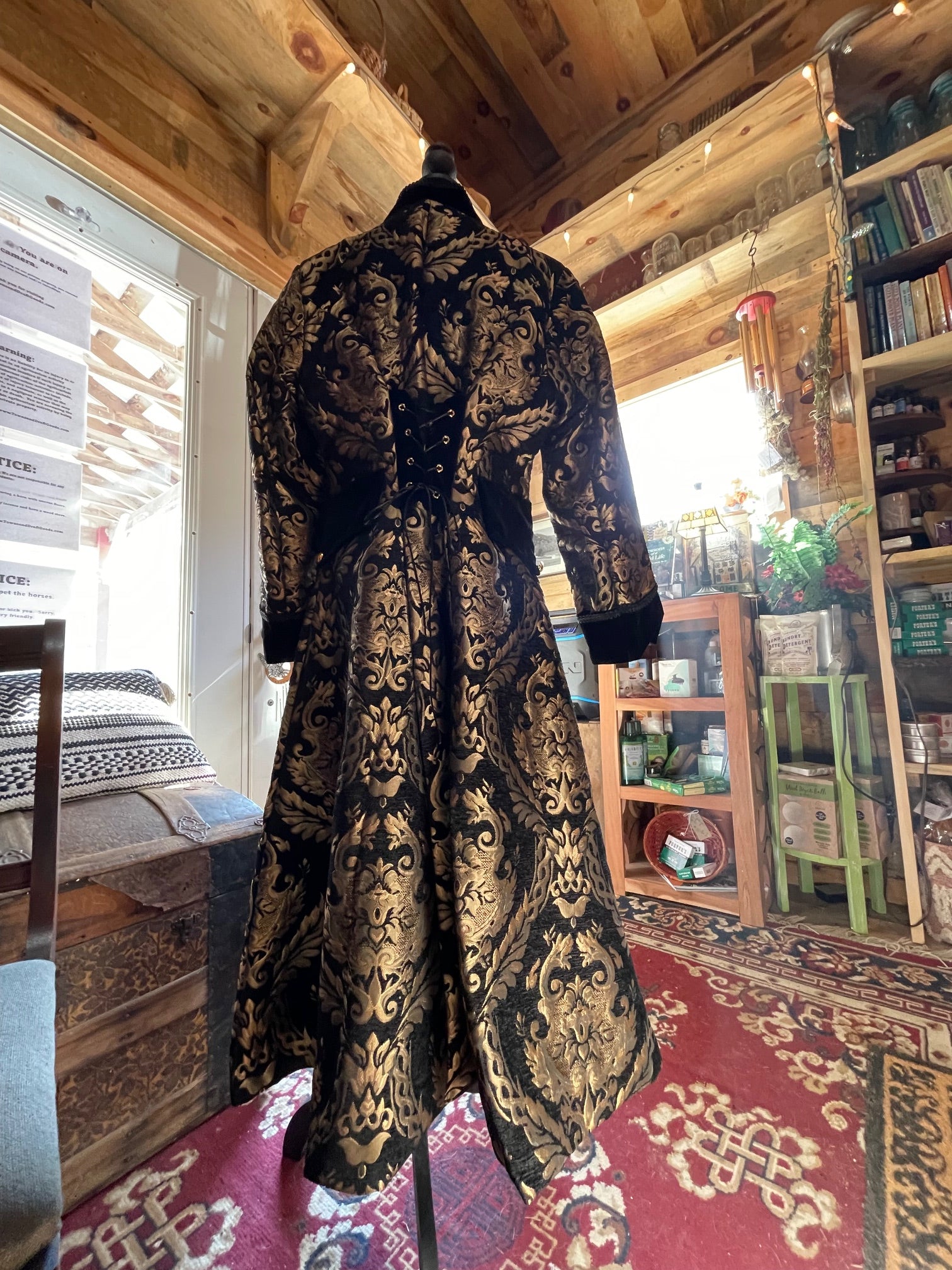Women's Renaissance Black Velvet Embroidered Coat