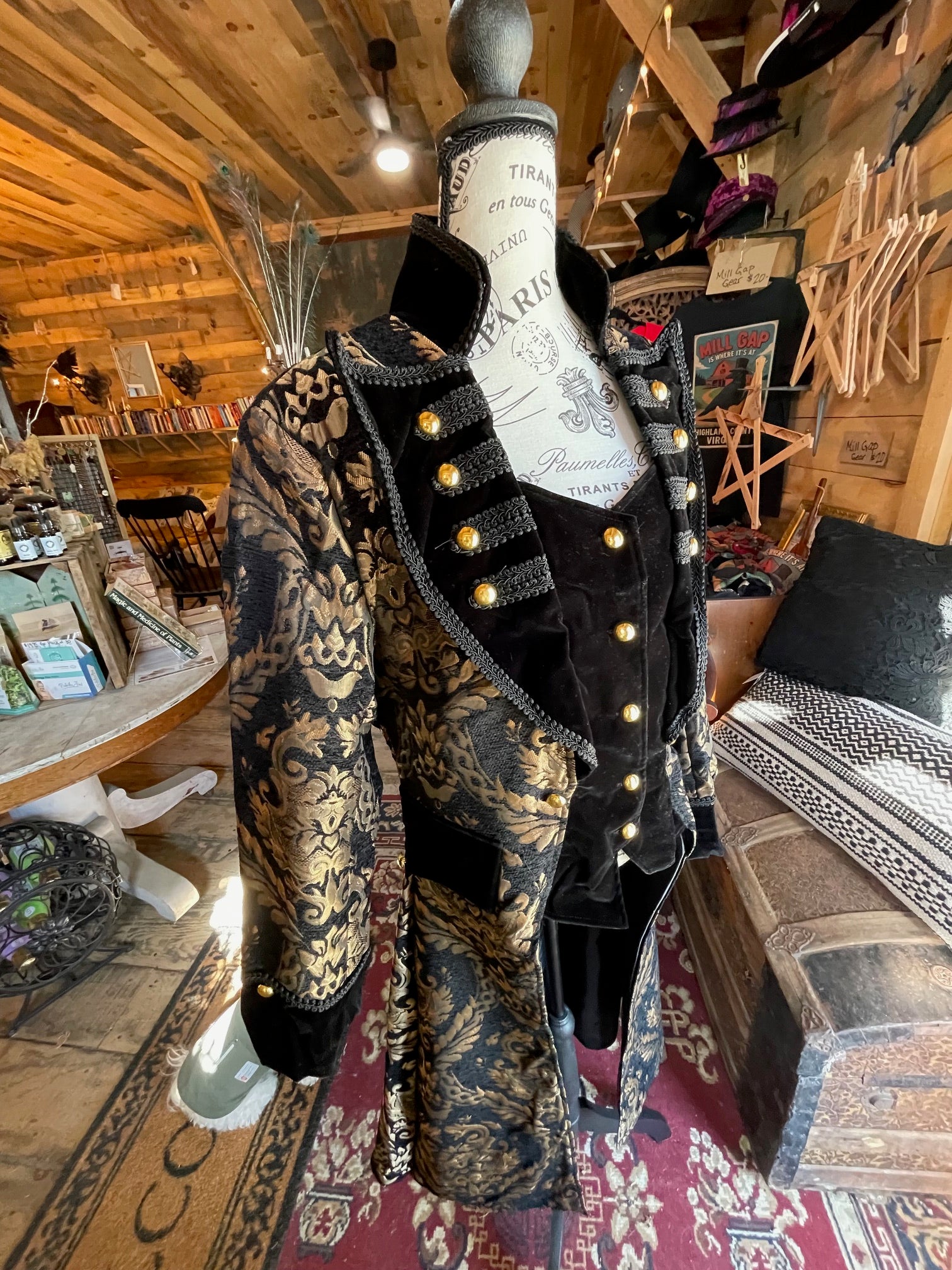 Women's Renaissance Black Velvet Embroidered Coat