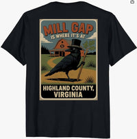 Men's Black t-shirt - Back - Mill Gap in Highland County, Virginia