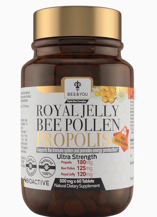 Royal Jelly, Bee Pollen, & Propolis Tablets - Ultra Strength Tablets