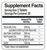 Royal Jelly, Bee Pollen, & Propolis Tablets - Ultra Strength Tablets