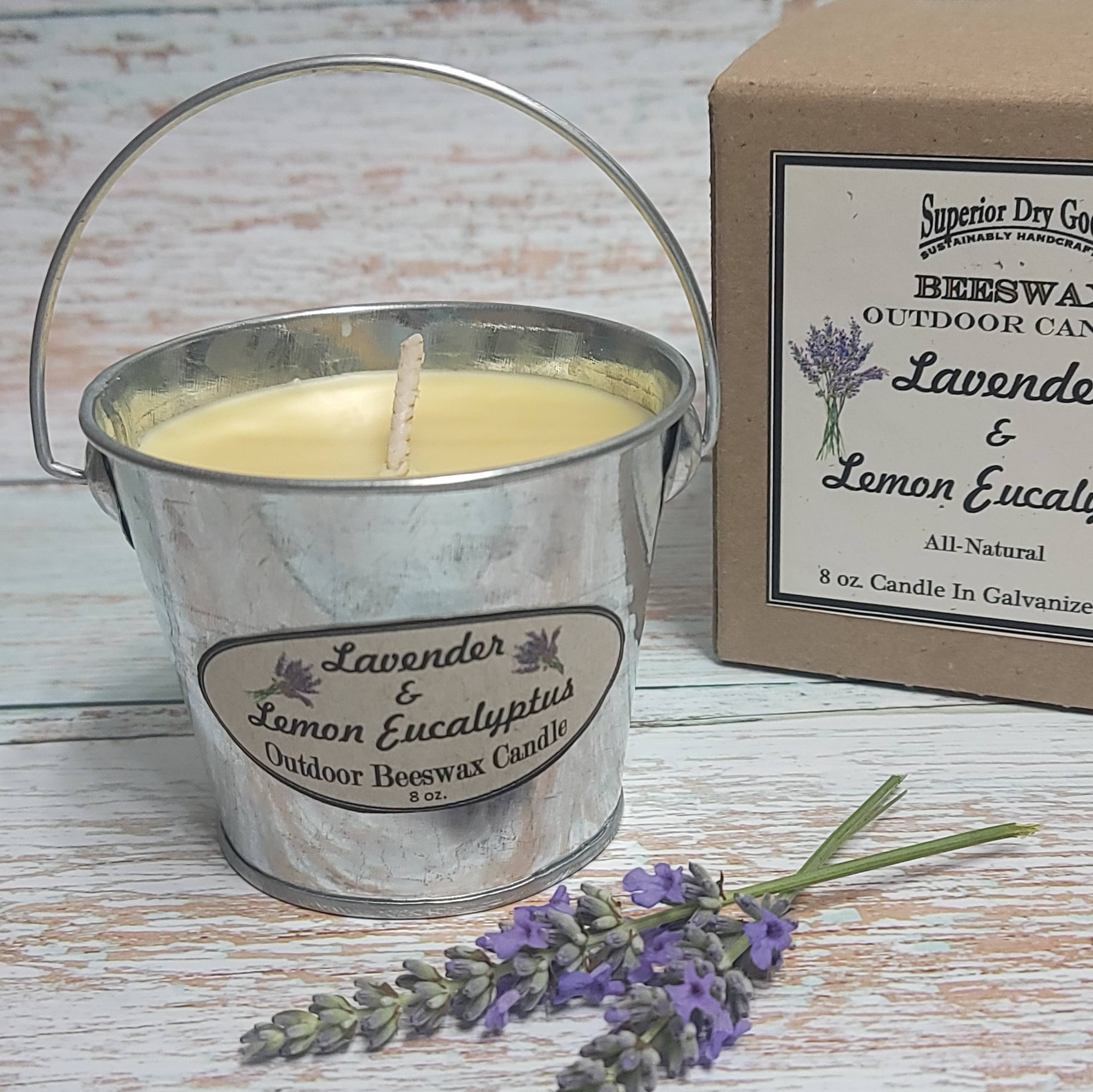 Lavender Mosquito Bucket Candle | Beeswax | Citronella