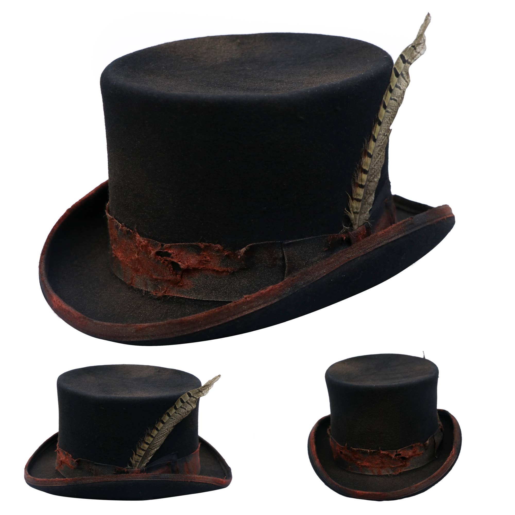 Top Hat - 100% Wool Felt - Distressed Style