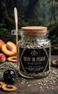 Herbal Magical Tea Blend in Apothecary Jar & Wooden Spoon (Cherry Faerie & Rest in Peach)