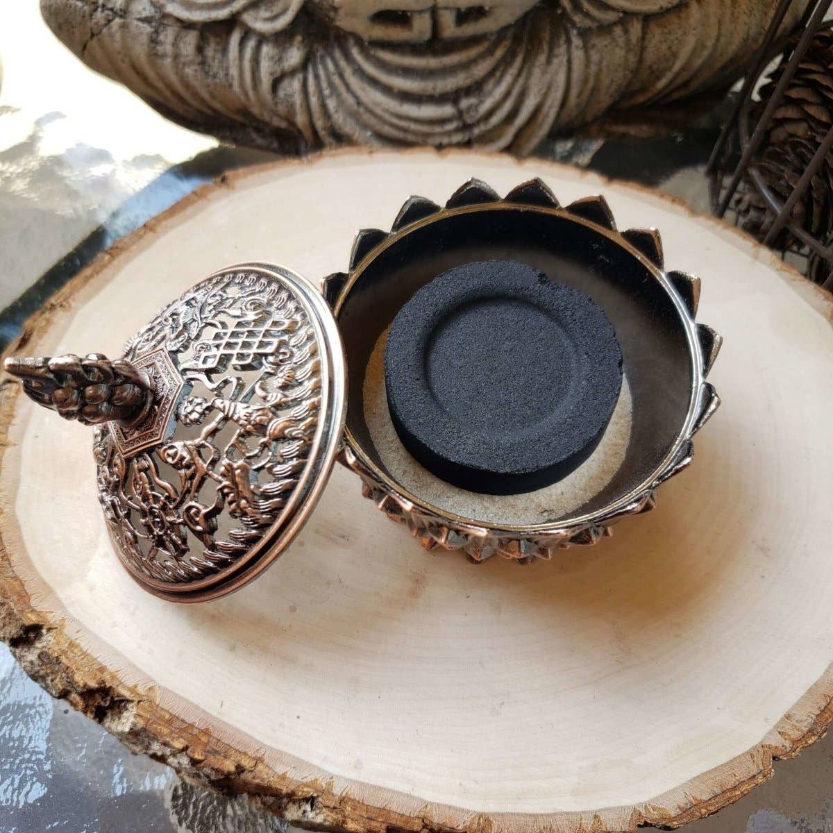 Cone Incense Holder - Lotus, Brass Metal Incense Burner