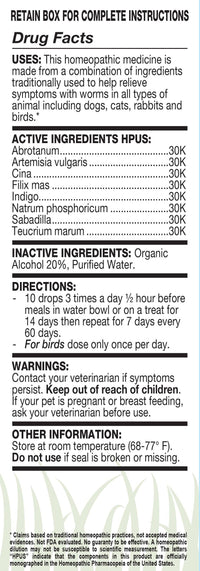 Ollopets Worms - Homeopathic Drops for All Pets, 30 ml
