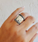 Concave Boho Sterling Silver Ring (Size 8.5)