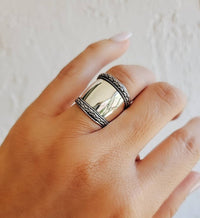 Concave Boho Sterling Silver Ring (Size 8.5)