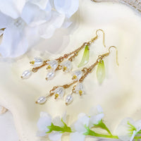 Lily Flower Dangle Earrings, 18K gold finish, S925 Silver Post (Handmade in NY)