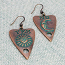 Mystic Green Patina Ouija Board Earrings