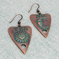Mystic Green Patina Ouija Board Earrings