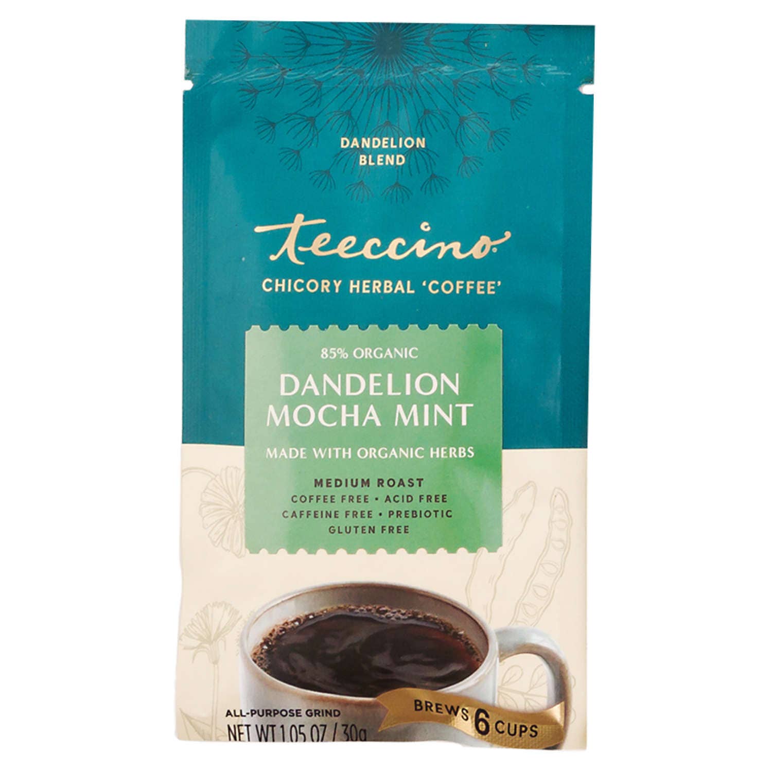 Dandelion Mocha Mint Herbal Coffee- 85% Organic (1.05 ounces)