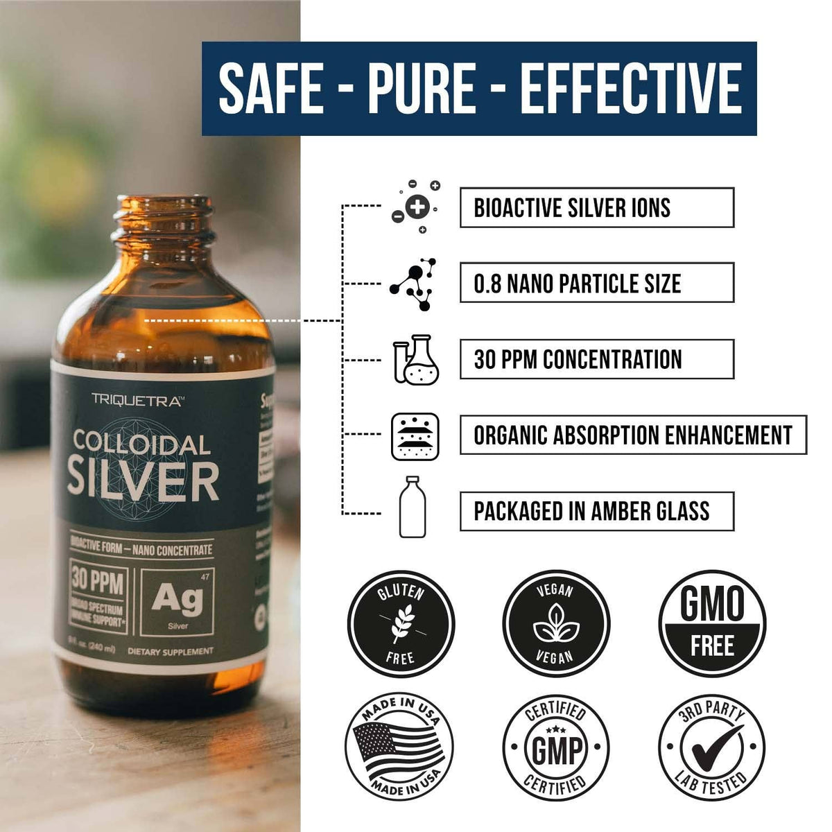 Colloidal Silver Liquid Supplement (8 fl oz)