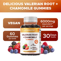 Valerian Root & Chamomile Gummies - 6000 MG Herbal Blend (60 gummies)