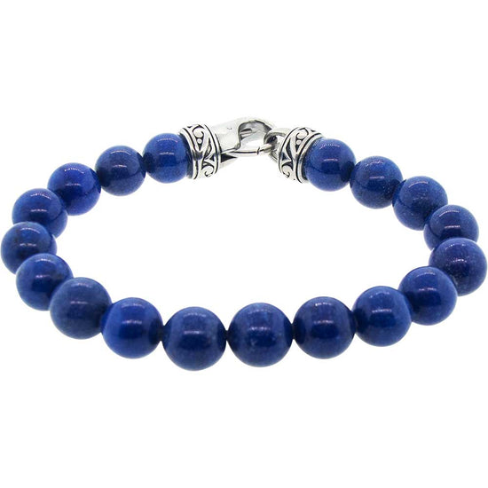 Lapis Lazuli Bead Bracelet Celtic SS Clasp (10 mm)